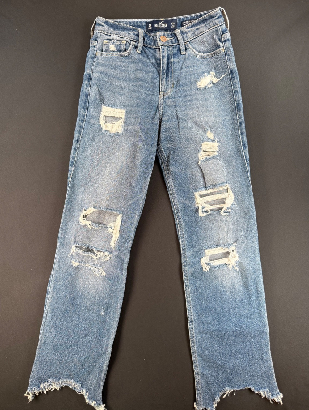 Hollister Distressed High-Rise Slim Straight Vintage Stretch Jeans (Women's 0R)